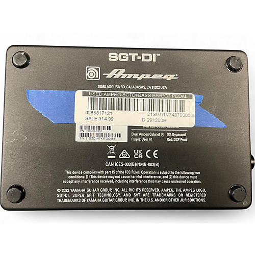 Used Ampeg SGTDI Bass Effect Pedal