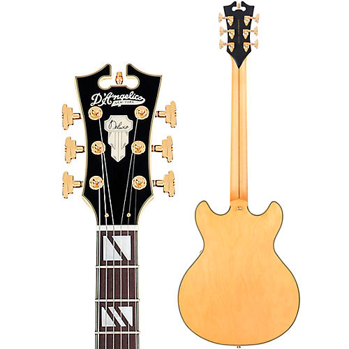 D'Angelico Deluxe Mini DC Semi-Hollow Electric Guitar Satin Trans Wine