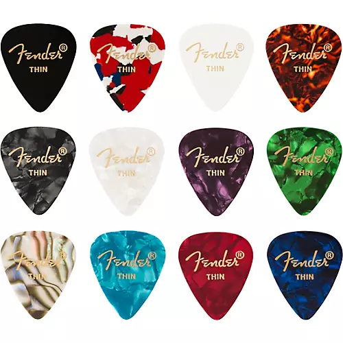 Fender 351 Shape Celluloid Medley Guitar Picks Extra Heavy 12 Pack