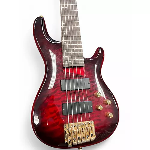 Used Aio WOLF KTB-6 Red Electric Bass Guitar Red