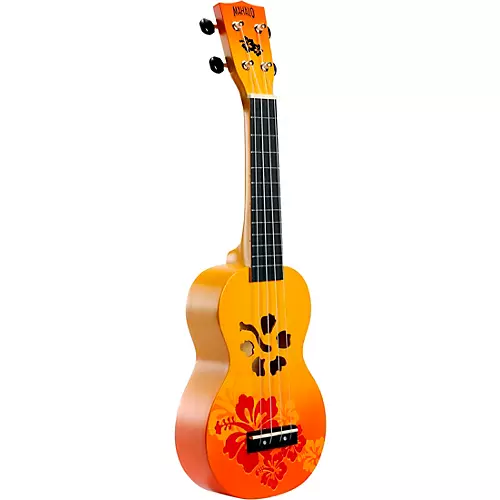 Mahalo Hibiscus Flower Soprano Ukulele Orange
