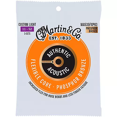 Martin Authentic Acoustic Flexible Core Guitar Strings 3-Pack Light (12-54)