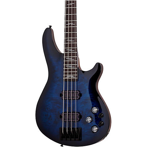 Schecter Guitar Research Omen Elite-4 4-String Electric Bass Guitar See-Thru Blue Burst