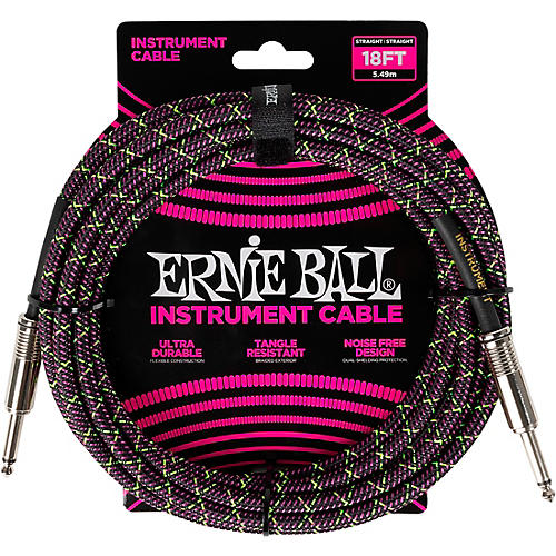 Ernie Ball Braided Instrument Cable Straight/Straight 10 ft. Purple Python