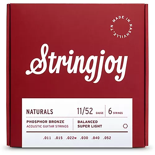 Stringjoy Naturals Phosphor Bronze Acoustic Guitar Strings 10 - 50