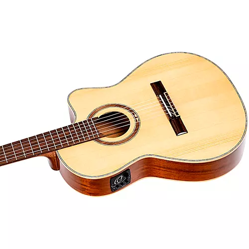 Ortega RCE138-T4 Thinline Acoustic-Electric Nylon Guitar High Gloss Natural