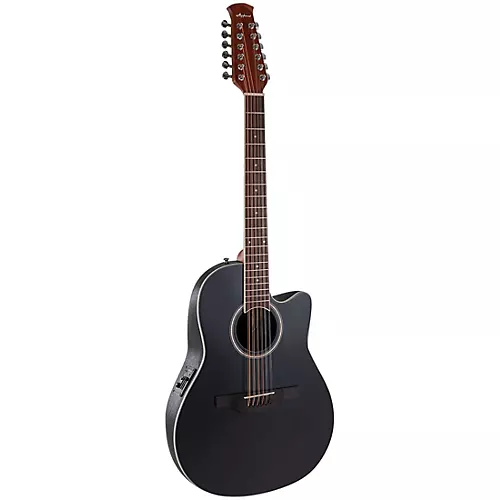 Applause AB2412-5S Traditional Series Mid-Depth 12-String Acoustic-Electric Guitar Black