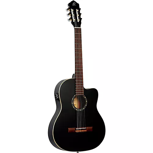 Ortega RCE125SN Family Series Thinline Acoustic-Electric Classical Guitar Satin Black
