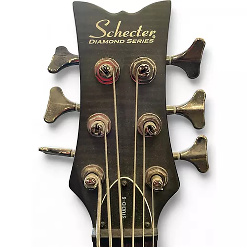 Used Schecter Guitar Research Stiletto Studio 6 String Black Electric Bass Guitar Black