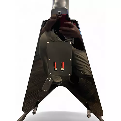 Used 2017 Epiphone Richie Faulkner Signature Series Flying V Black and White Solid Body Electric Guitar Black and White