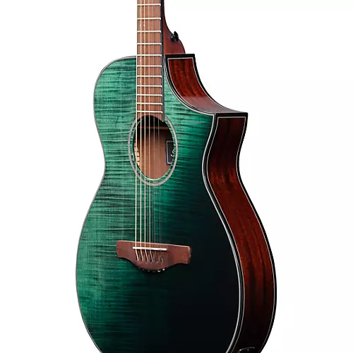 Ibanez AEWC32FM Thinline Acoustic-Electric Guitar Dark Green Sunset Fade