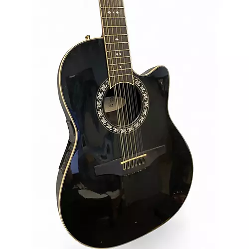 Used Ovation 1866 Legend Black 12 String Acoustic Electric Guitar Black