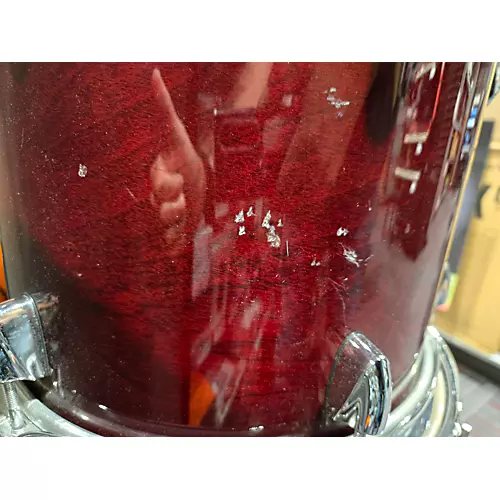 Used Yamaha 5 piece Birch Custom Absolute Trans Red Drum Kit Trans Red