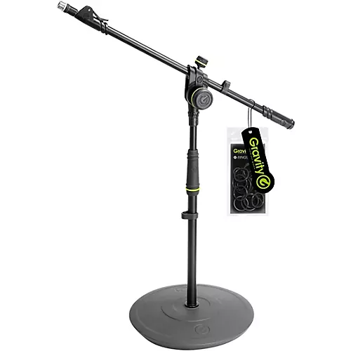Gravity Stands Short Microphone Stand With Round Base And 2-Point Adjustment Telescoping Boom
