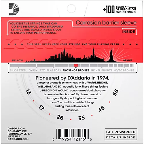 D'Addario EJ17 Phosphor Bronze Medium Acoustic Strings Single-Pack