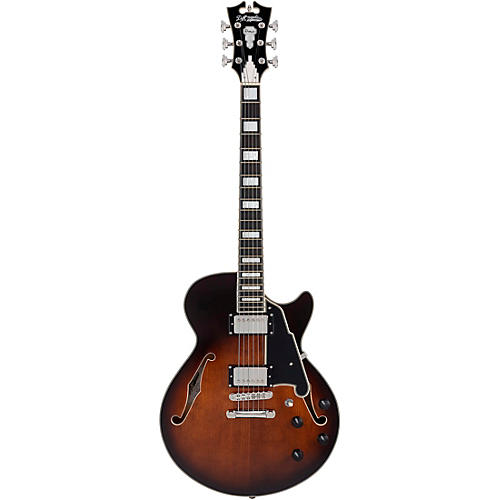 D'Angelico Premier SS Semi-Hollow Electric Guitar With Stopbar Tailpiece Brown Burst