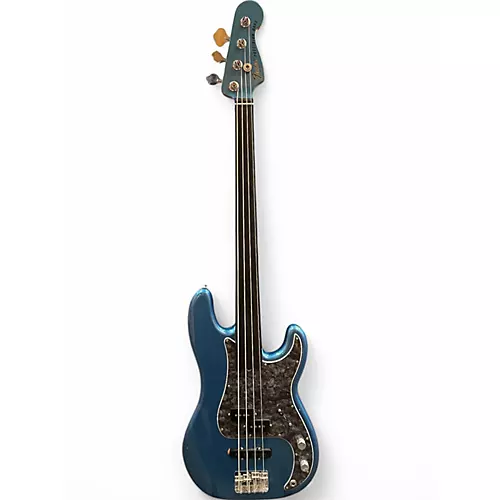 Used Fender Tony Franklin Signature Fretless Precision Bass Blue Electric Bass Guitar Blue