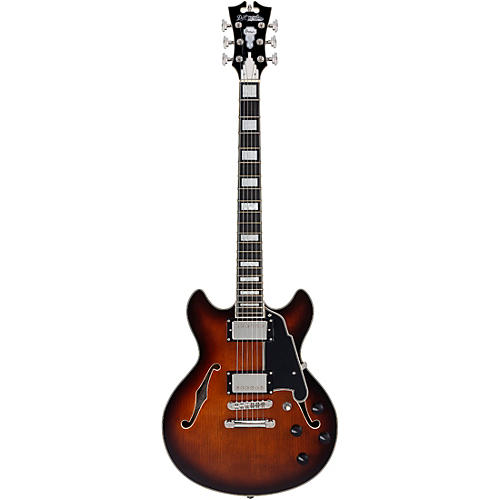 D'Angelico Premier Mini DC Semi-Hollow Electric Guitar With Stopbar Tailpiece Black Flake