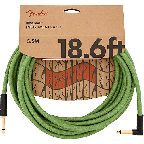 Fender Festival Pure Hemp Straight to Angle Instrument Cable 18.6 ft. Natural