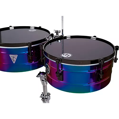LP Tony Succar Signature Timbales With Black Nickel Hardware 14 in./15 in. Rainbow Chrome