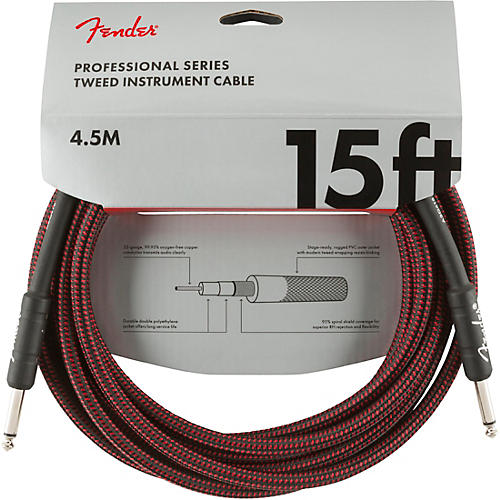 Fender Professional Series Straight to Straight Instrument Cable 15 ft. White Tweed