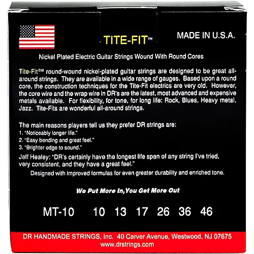 DR Strings MT-10 Tite-Fit Medium Electric Guitar Strings 3-Pack