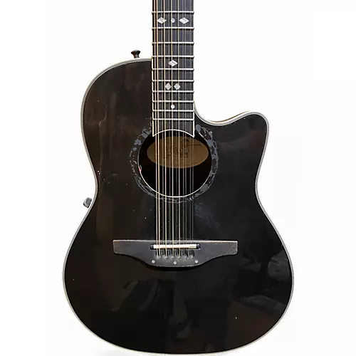 Used Ovation 1866 Legend Black 12 String Acoustic Electric Guitar Black