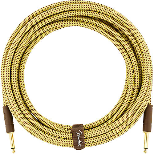 Fender Deluxe Series Straight to Straight Instrument Cable 18.6 ft. Yellow Tweed