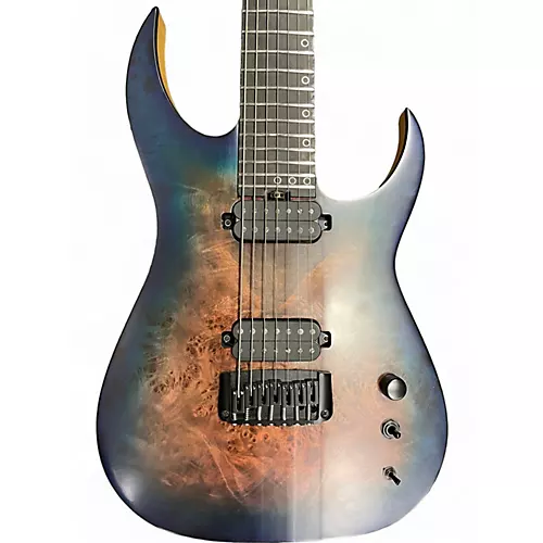 Used Schecter Guitar Research km-7 mkiii Blue Burst Solid Body Electric Guitar Blue Burst