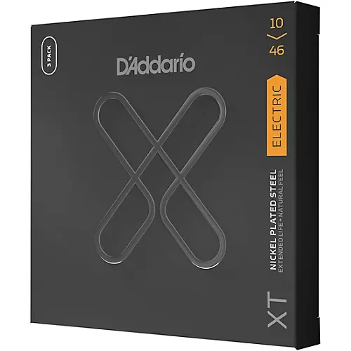 D'Addario XT Nickel Plated Steel Electric Guitar Strings, 10-46, Light 3-Pack