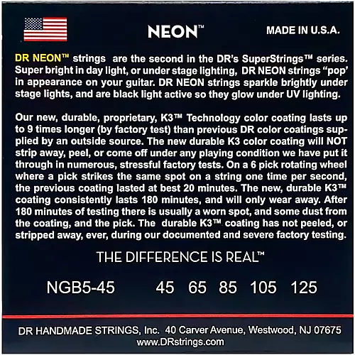 DR Strings NEON Hi-Def Green Bass SuperStrings Medium 5-String