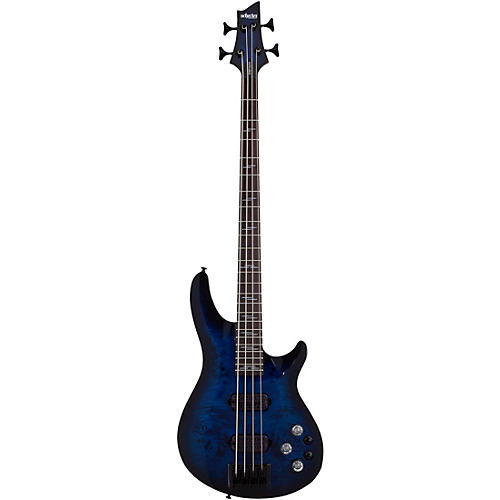 Schecter Guitar Research Omen Elite-4 4-String Electric Bass Guitar See-Thru Blue Burst