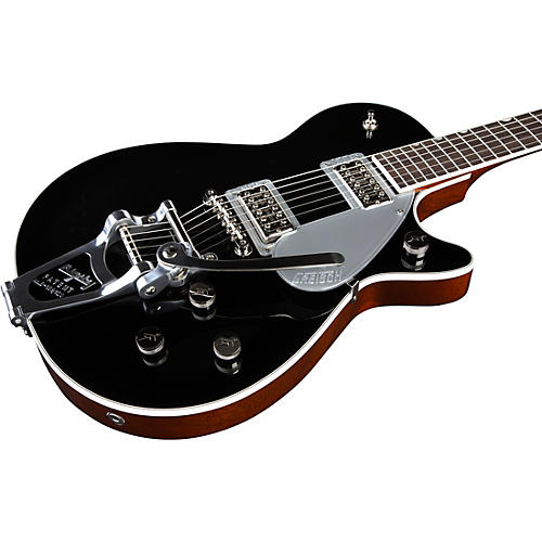 Gretsch Guitars G6128T-PE Players Edition Duo Jet Black With Bigsby Electric Guitar Round-Up Orange