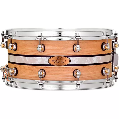 Pearl Music City Custom Solid Shell Snare Ash with DuoBand Ebony Marine Inlay 14 x 6.5 in.