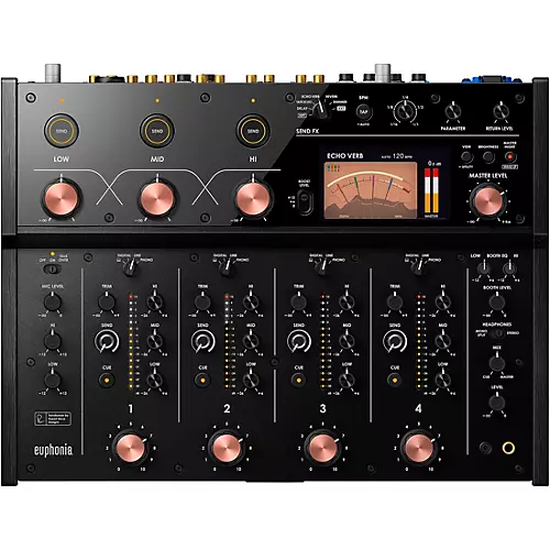 AlphaTheta EUPHONIA Professional 4-Channel Rotary Mixer with PLX-CRSS12 Professional Digitial/Analog Turntable Pair
