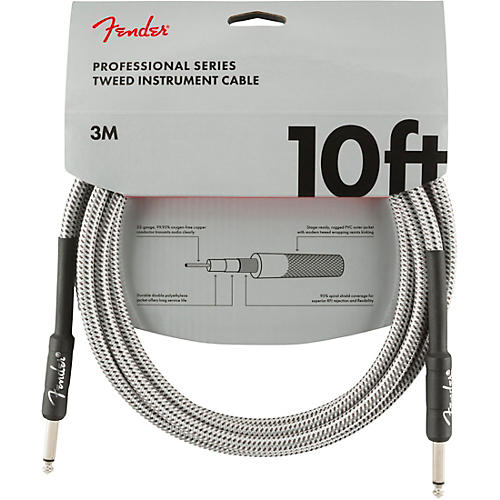 Fender Professional Series Straight to Straight Instrument Cable 15 ft. White Tweed