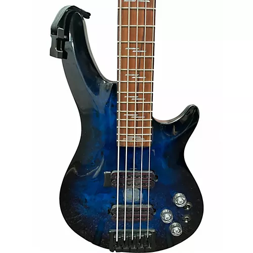 Used Schecter Guitar Research OMEN ELITE-5 Blue Electric Bass Guitar Blue