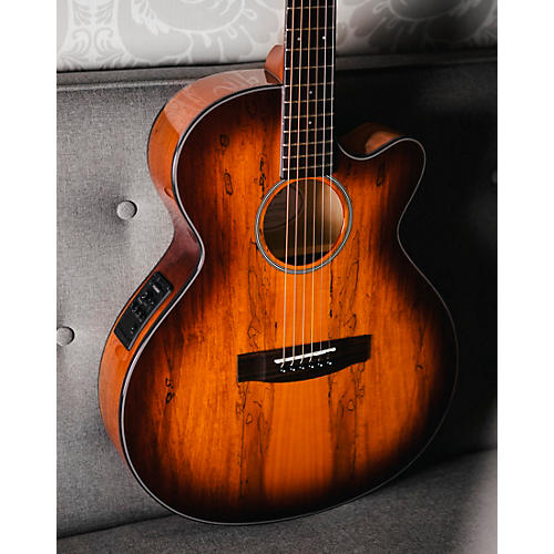 Mitchell MX430 Spalted Maple Acoustic-Electric Guitar Whiskey Burst