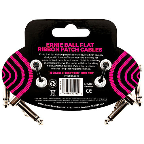 Ernie Ball Flat Ribbon 3-Pack Patch Cables 6 in. Red