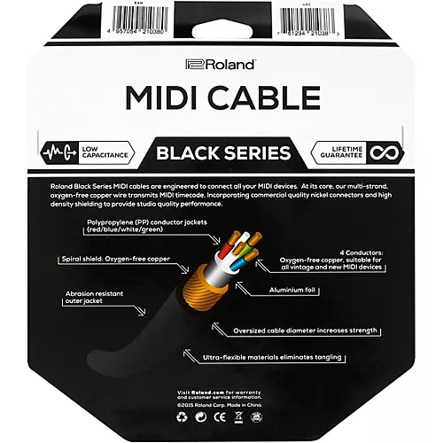 Roland Black Series MIDI Cable 15 ft. Black