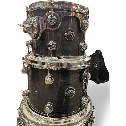 Used DW 6 Piece Performance Series Ebony Stain Lacquer Drum Kit Ebony Stain Lacquer