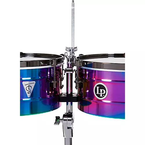 LP Tony Succar Signature Timbales With Black Nickel Hardware 14 in./15 in. Rainbow Chrome