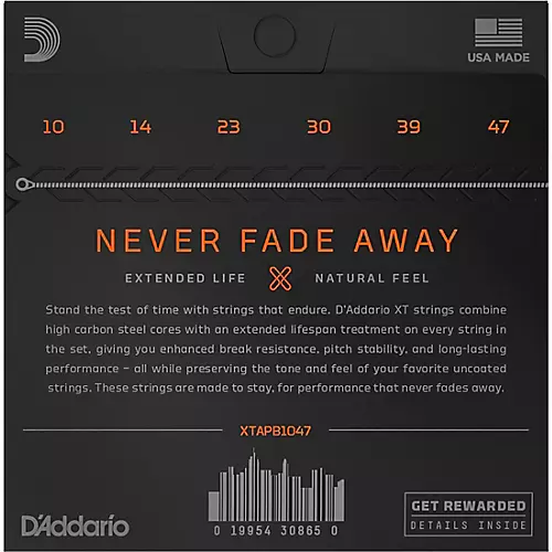 D'Addario XT Phosphor Bronze Acoustic Strings, Extra Light, 10-47