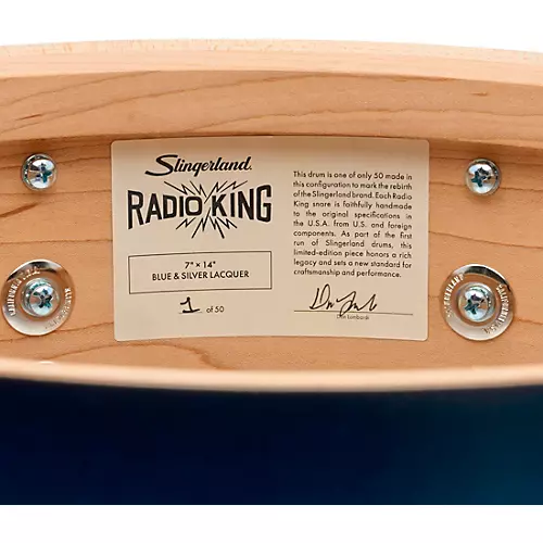 Slingerland Limited-Edition Radio King Specialty Lacquer Maple Snare Drum 14 x 7 in. Blue & Silver Lacquer
