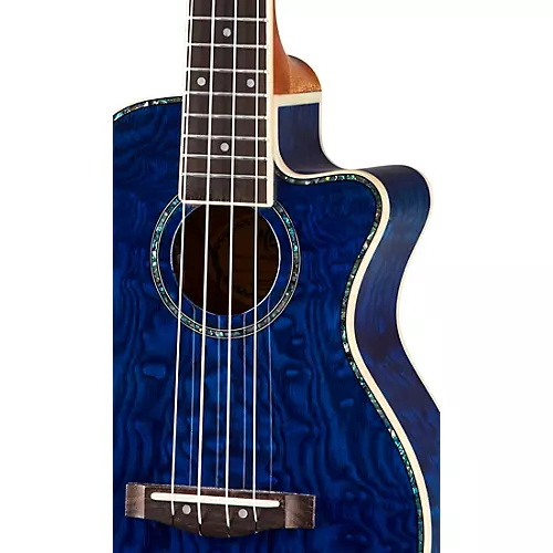 Mitchell MU80XCE-QAB-BL Exotic Acoustic-Electric Cutaway Ukulele Quilt Ash Burl Blue