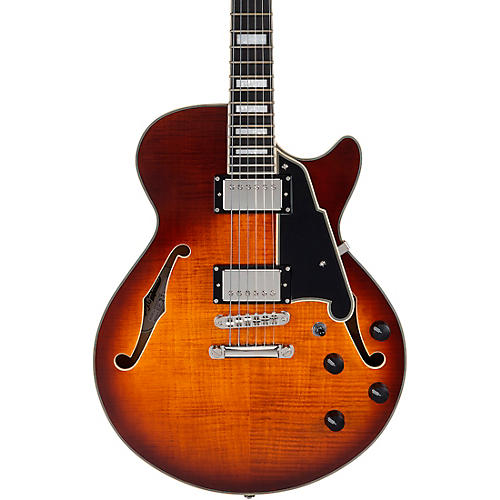 D'Angelico Premier SS Semi-Hollow Electric Guitar With Stopbar Tailpiece Brown Burst