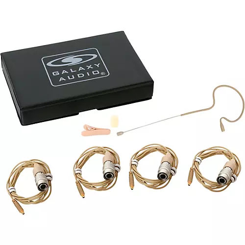 Galaxy Audio ESM4 Single-Ear Headset Mic With 4 Gen 1 cW Audio Technica Connector Cables, Windscreen, Clip and Case Beige
