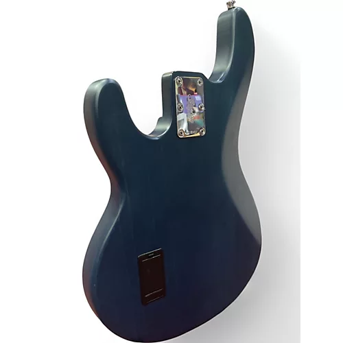 Used Sterling by Music Man Ray4 trans blue satin Electric Bass Guitar trans blue satin