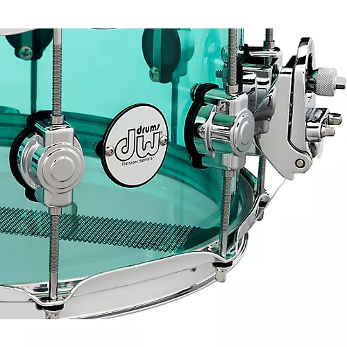 DW Design Series Sea Glass Acrylic Snare Drum, Chrome Hardware With Protection Racket Case