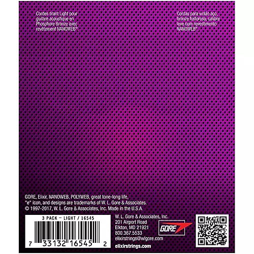 Elixir BONUS PACK! NANOWEB Phosphor Bronze Light Acoustic Guitar Strings 3-Pack